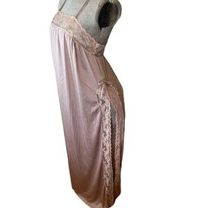Vintage Blanche by Ralph Montenero  Maxi Slip Dress Lace Champagne Nightgown